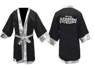 Kanong Custom Boxing Fight Robe : Black-Silver